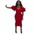 Cold Shoulder Solid Color V Neck Butterfly Sleeve Midi Dress #Red #V Neck #Butterfly Sleeve